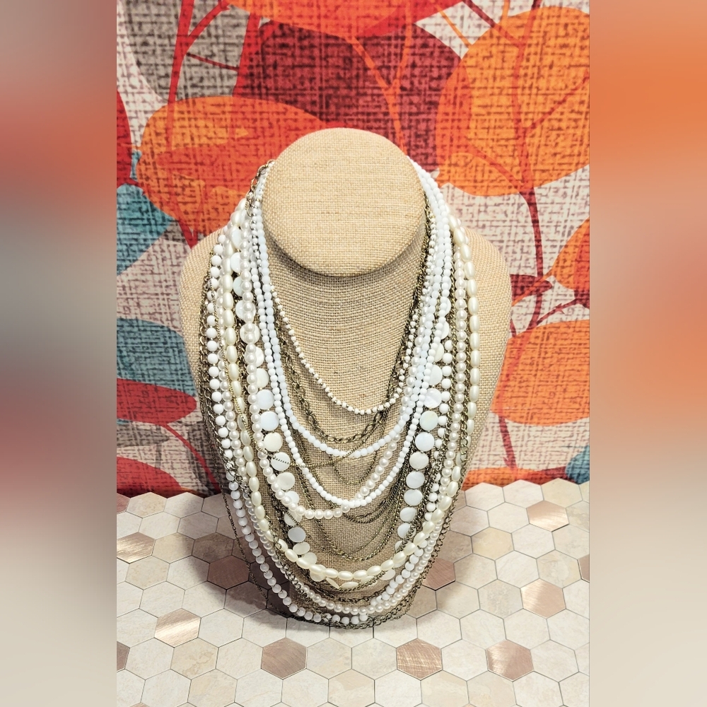 Chloe + Isabel "Rare" Multi-Strand Shell and White Bead Necklace